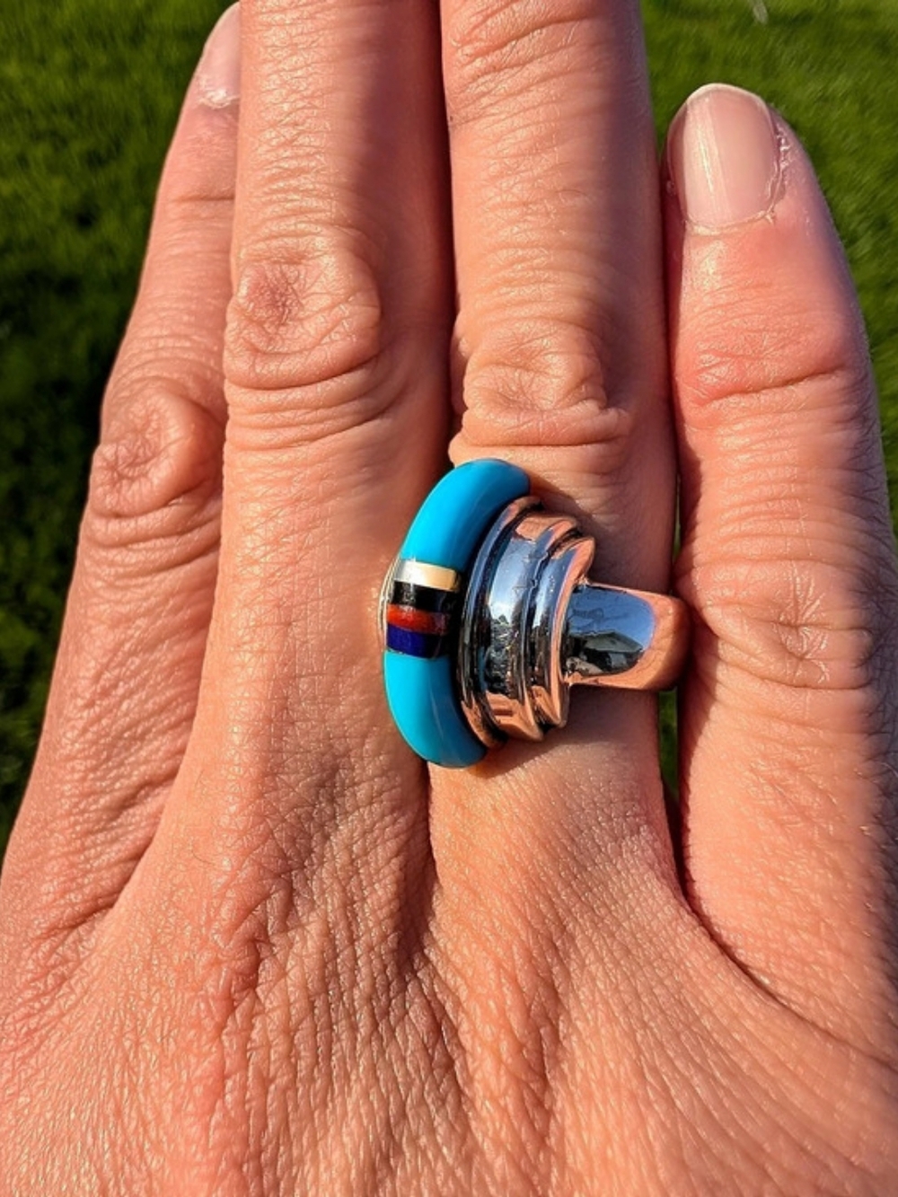 Sterling Silver Ring US 7 Zuni Earring Turned Into A Ring